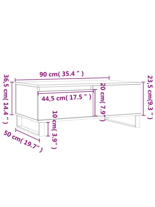 Konferenční stolek bílý 90 x 50 x 36,5 cm kompozitní dřevo