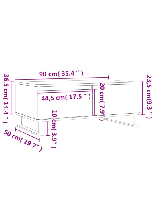 Konferenční stolek kouřový dub 90x50x36,5 cm kompozitní dřevo