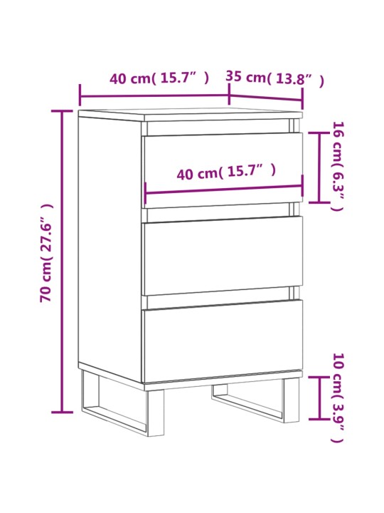 Příborník bílý s vysokým leskem 40x35x70 cm kompozitní dřevo