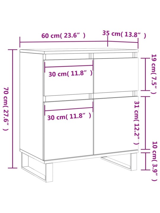 Příborník betonově šedý 60 x 35 x 70 cm kompozitní dřevo
