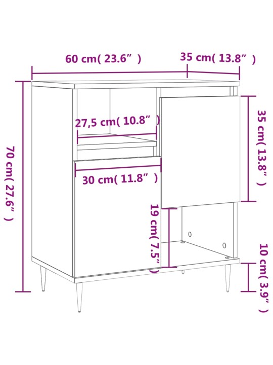 Příborník bílý s vysokým leskem 60x35x70 cm kompozitní dřevo