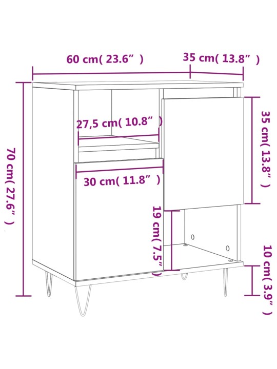 Příborník bílý s vysokým leskem 60x35x70 cm kompozitní dřevo