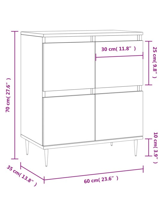 Příborník bílý s vysokým leskem 60x35x70 cm kompozitní dřevo