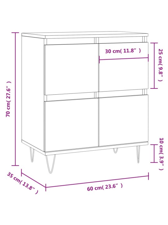 Příborník bílý s vysokým leskem 60x35x70 cm kompozitní dřevo
