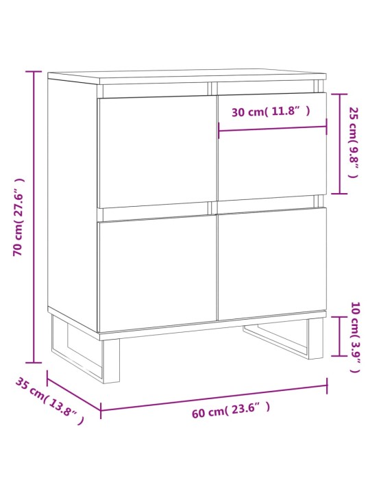 Příborník bílý s vysokým leskem 60x35x70 cm kompozitní dřevo