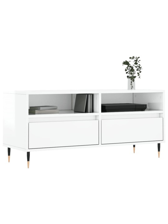 TV skříňka bílá vysoký lesk 100x34,5x44,5 cm kompozitní dřevo