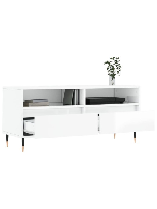 TV skříňka bílá vysoký lesk 100x34,5x44,5 cm kompozitní dřevo