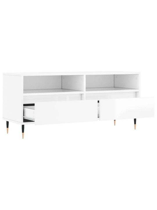 TV skříňka bílá vysoký lesk 100x34,5x44,5 cm kompozitní dřevo