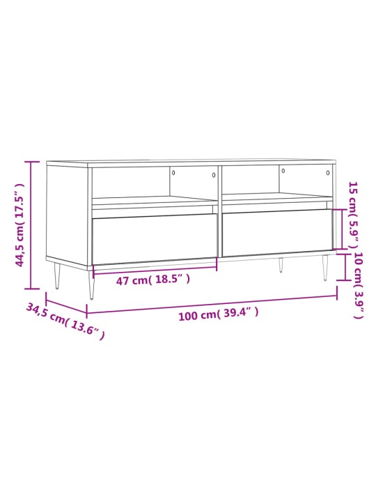 TV skříňka betonově šedá 100 x 34,5 x 44,5 cm kompozitní dřevo
