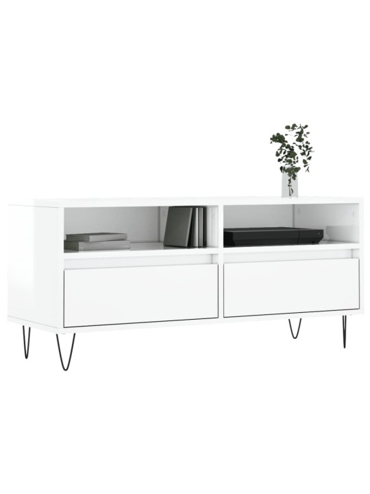 TV skříňka bílá vysoký lesk 100x34,5x44,5 cm kompozitní dřevo