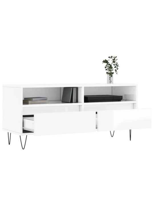 TV skříňka bílá vysoký lesk 100x34,5x44,5 cm kompozitní dřevo