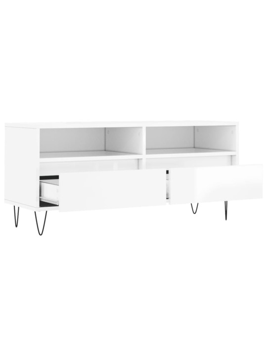 TV skříňka bílá vysoký lesk 100x34,5x44,5 cm kompozitní dřevo