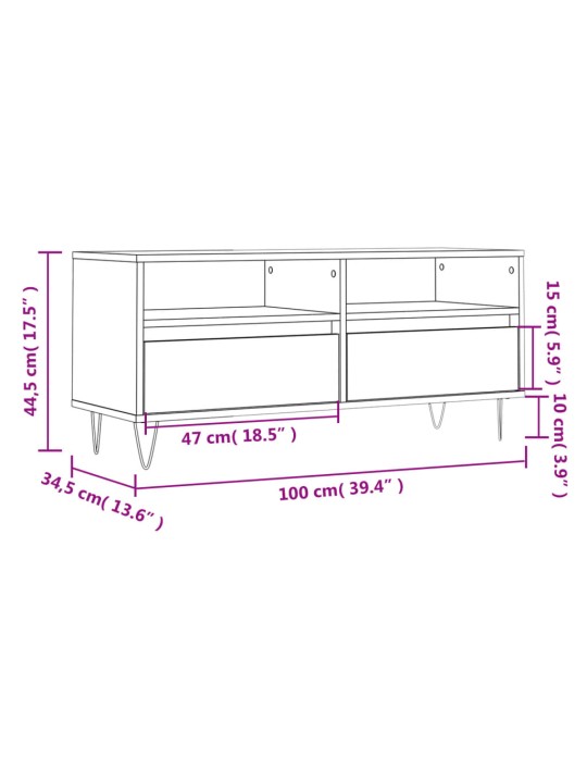 TV skříňka šedá sonoma 100 x 34,5 x 44,5 cm kompozitní dřevo