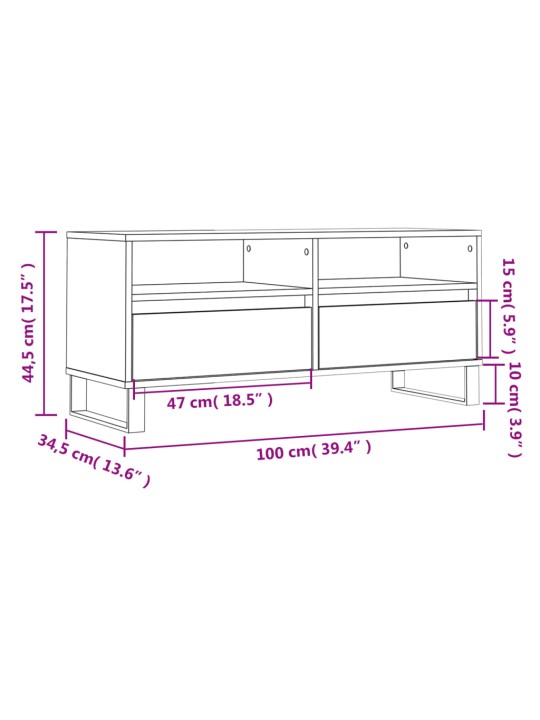 TV skříňka bílá 100 x 34,5 x 44,5 cm kompozitní dřevo
