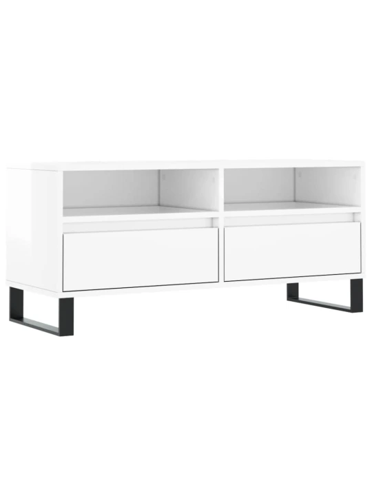 TV skříňka bílá vysoký lesk 100x34,5x44,5 cm kompozitní dřevo