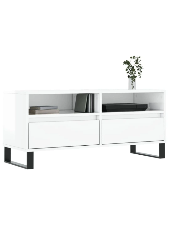 TV skříňka bílá vysoký lesk 100x34,5x44,5 cm kompozitní dřevo