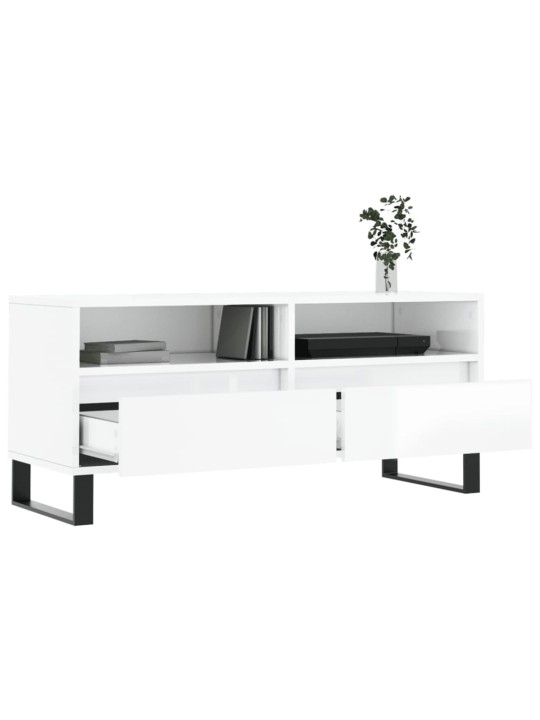 TV skříňka bílá vysoký lesk 100x34,5x44,5 cm kompozitní dřevo