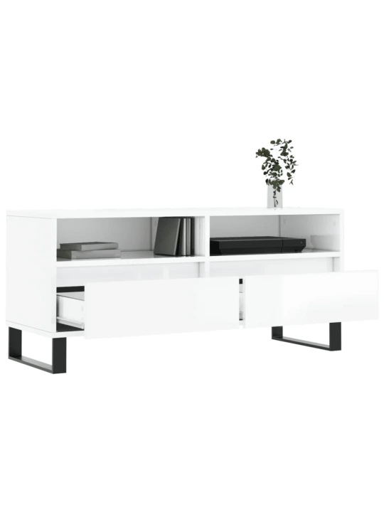 TV skříňka bílá vysoký lesk 100x34,5x44,5 cm kompozitní dřevo