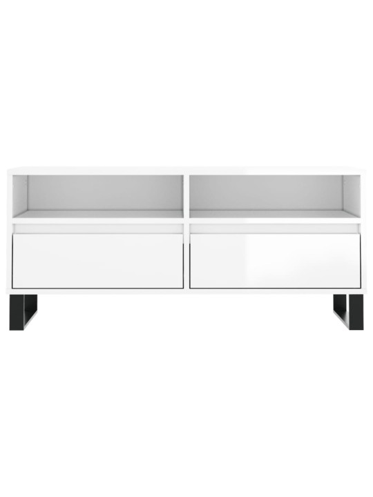 TV skříňka bílá vysoký lesk 100x34,5x44,5 cm kompozitní dřevo