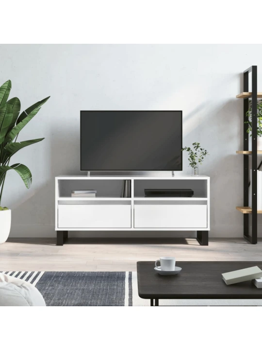 TV skříňka bílá vysoký lesk 100x34,5x44,5 cm kompozitní dřevo