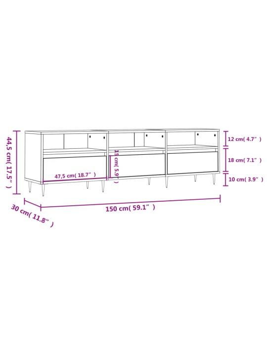 TV skříňka betonově šedá 150 x 30 x 44,5 cm kompozitní dřevo
