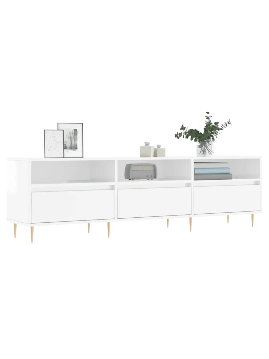 TV skříňka bílá vysoký lesk 150 x 30 x 44,5 cm kompozitní dřevo