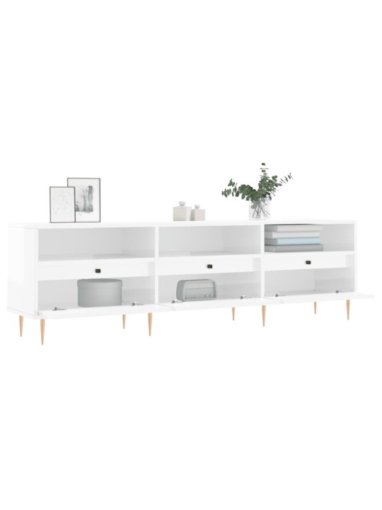 TV skříňka bílá vysoký lesk 150 x 30 x 44,5 cm kompozitní dřevo