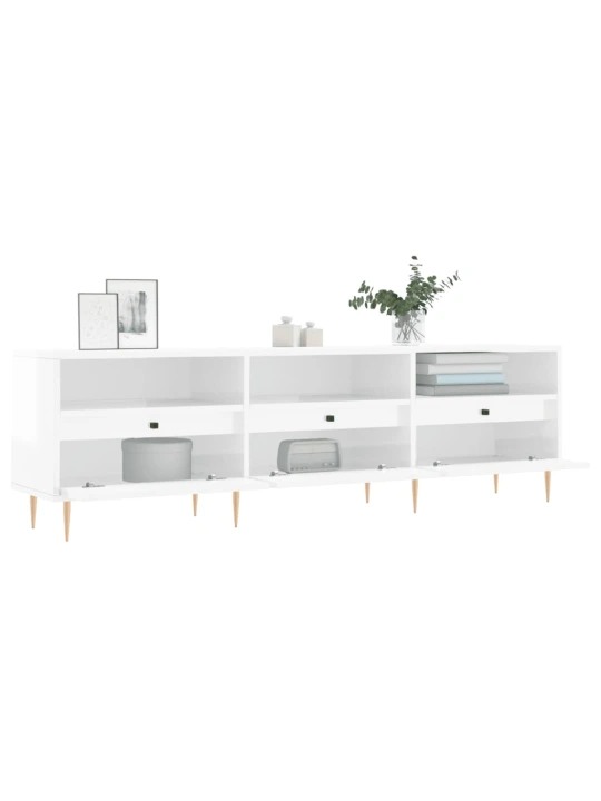 TV skříňka bílá vysoký lesk 150 x 30 x 44,5 cm kompozitní dřevo