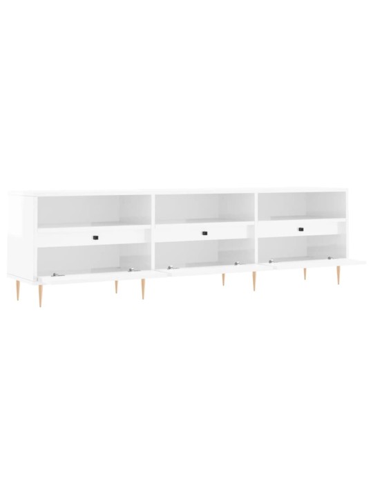 TV skříňka bílá vysoký lesk 150 x 30 x 44,5 cm kompozitní dřevo