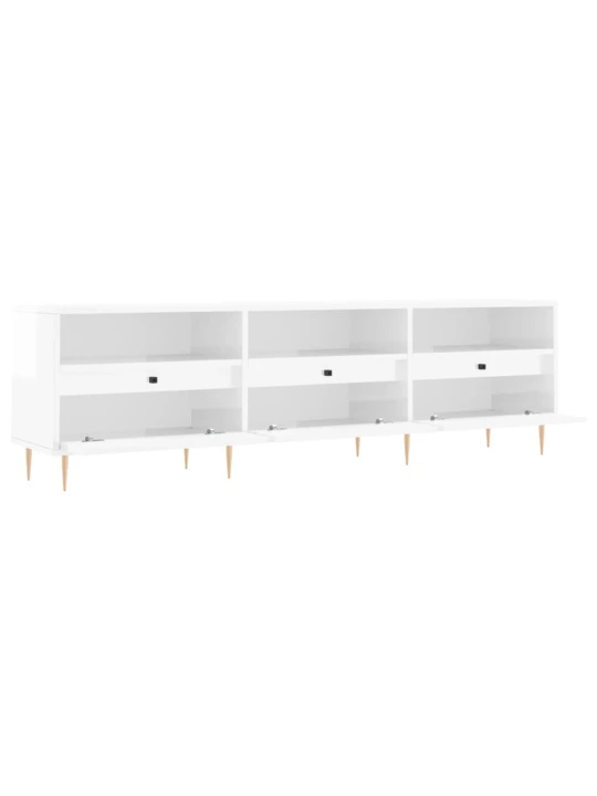 TV skříňka bílá vysoký lesk 150 x 30 x 44,5 cm kompozitní dřevo