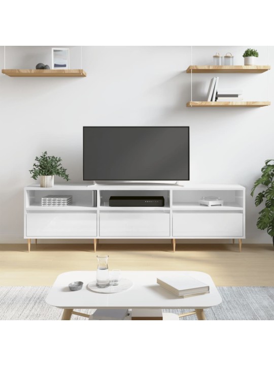 TV skříňka bílá vysoký lesk 150 x 30 x 44,5 cm kompozitní dřevo