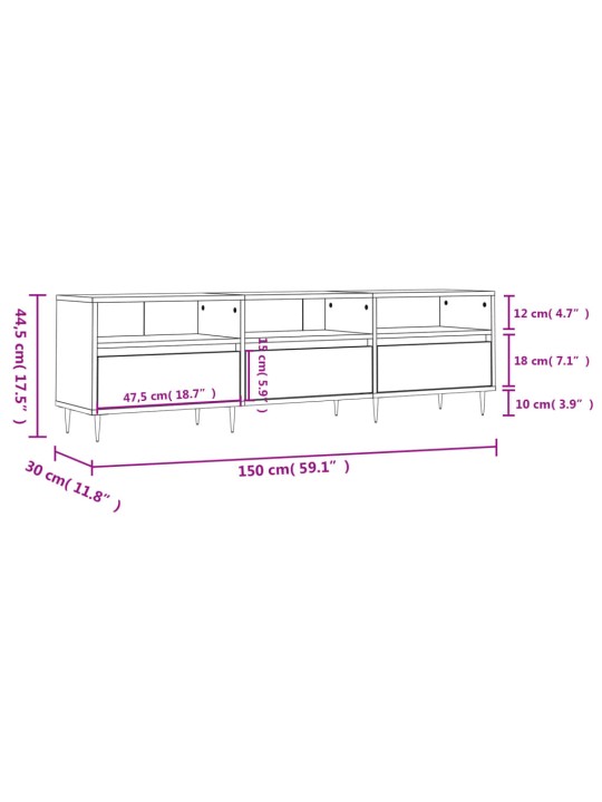 TV skříňka kouřový dub 150 x 30 x 44,5 cm kompozitní dřevo