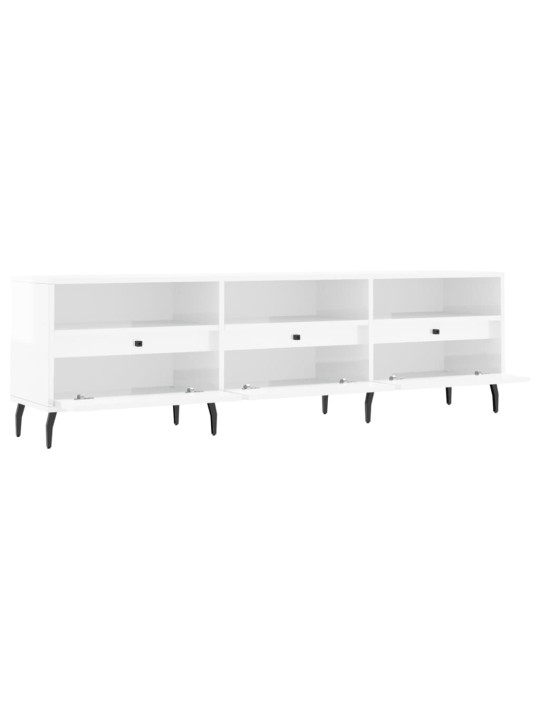 TV skříňka bílá vysoký lesk 150 x 30 x 44,5 cm kompozitní dřevo
