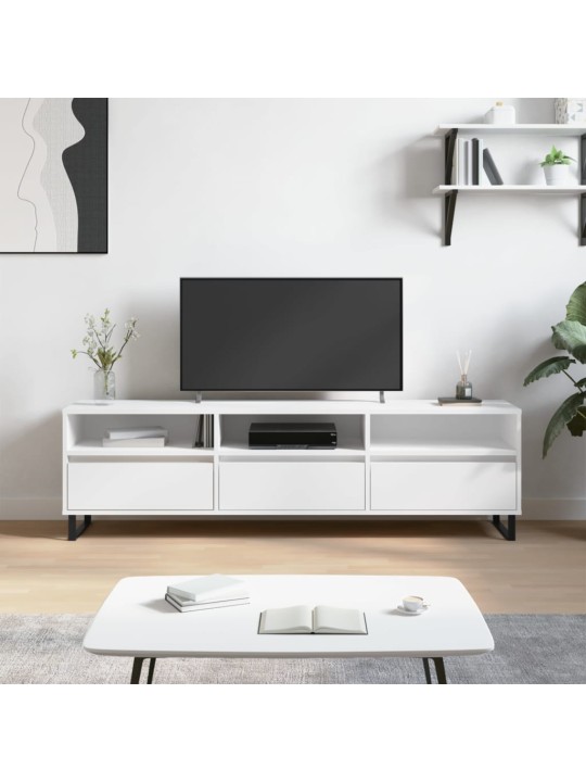 TV skříňka bílá 150 x 30 x 44,5 cm kompozitní dřevo