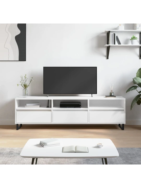 TV skříňka bílá 150 x 30 x 44,5 cm kompozitní dřevo