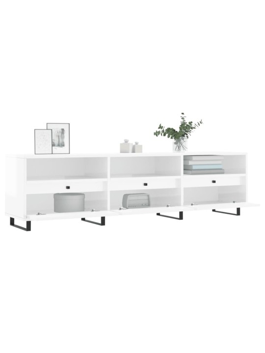 TV skříňka bílá vysoký lesk 150 x 30 x 44,5 cm kompozitní dřevo