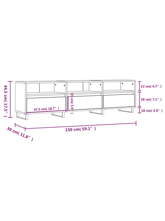 TV skříňka betonově šedá 150 x 30 x 44,5 cm kompozitní dřevo
