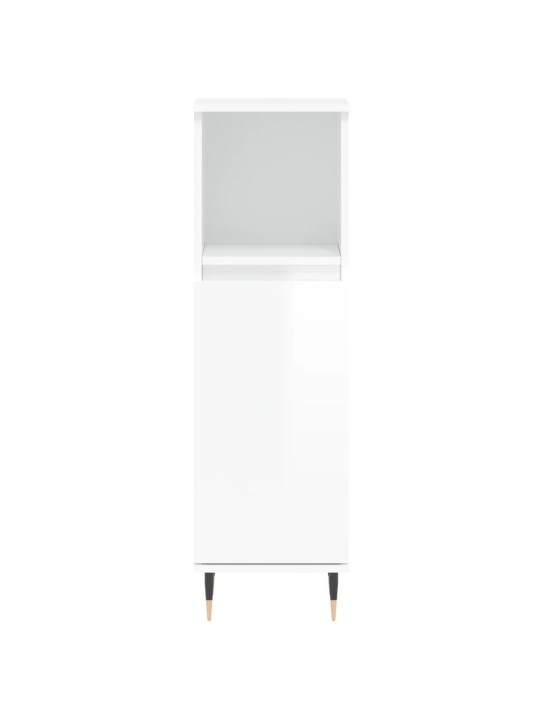 Koupelnová skříňka lesklá bílá 30x30x100 cm kompozitní dřevo