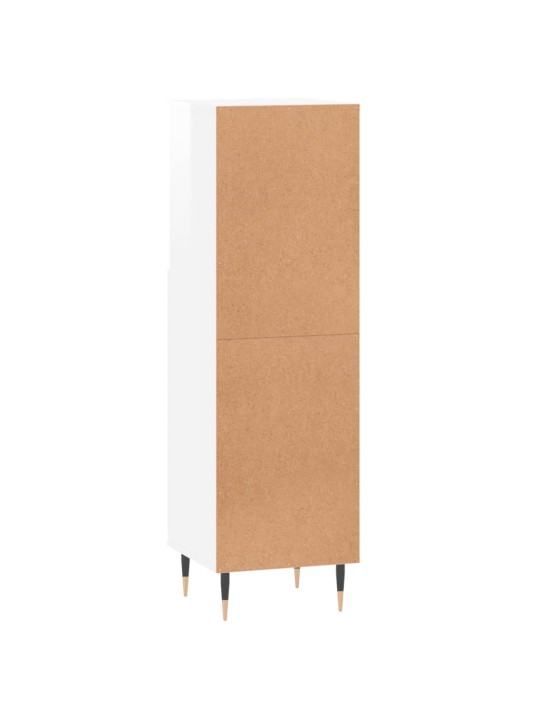 Koupelnová skříňka lesklá bílá 30x30x100 cm kompozitní dřevo