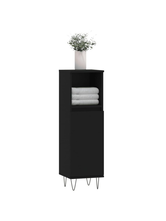 Koupelnová skříňka černá 30 x 30 x 100 cm kompozitní dřevo