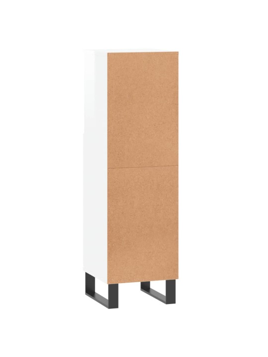 Koupelnová skříňka lesklá bílá 30x30x100 cm kompozitní dřevo