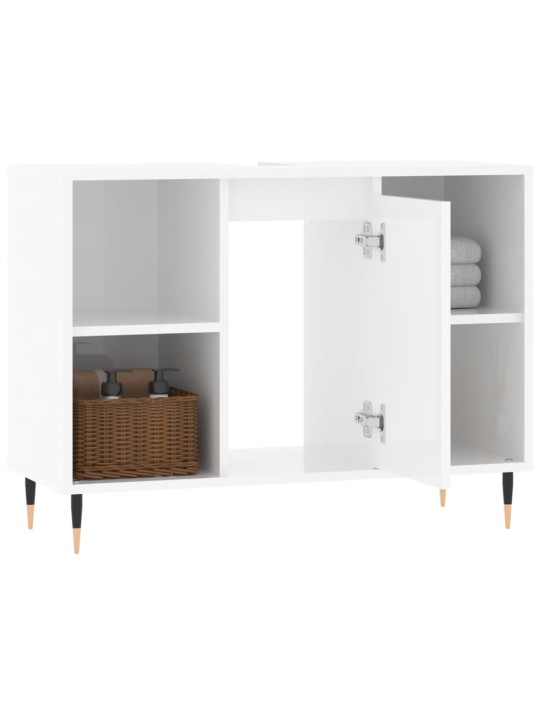 Koupelnová skříňka lesklá bílá 80 x 33 x 60 cm kompozitní dřevo