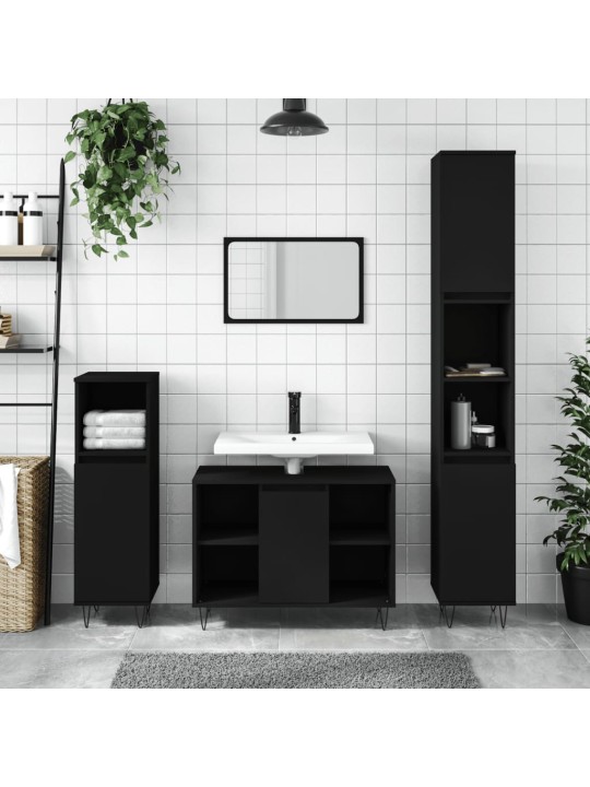 Koupelnová skříňka černá 80 x 33 x 60 cm kompozitní dřevo
