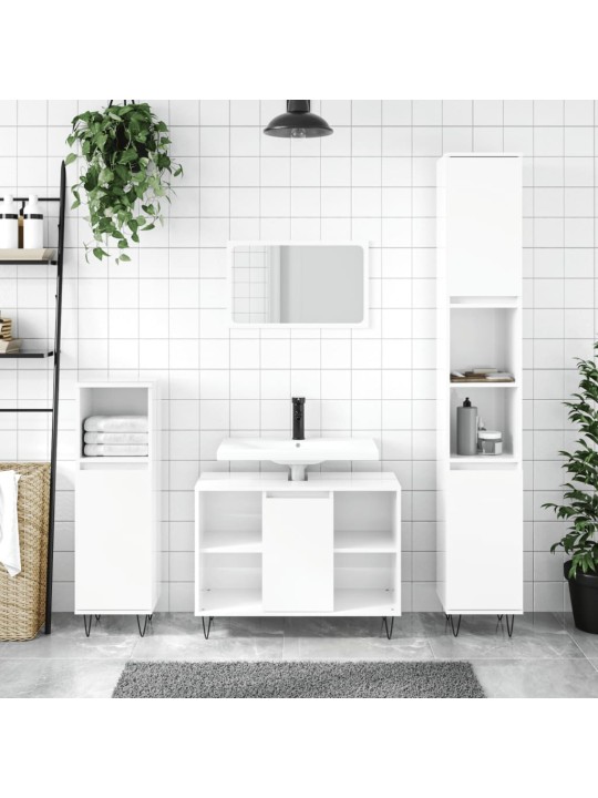 Koupelnová skříňka lesklá bílá 80 x 33 x 60 cm kompozitní dřevo