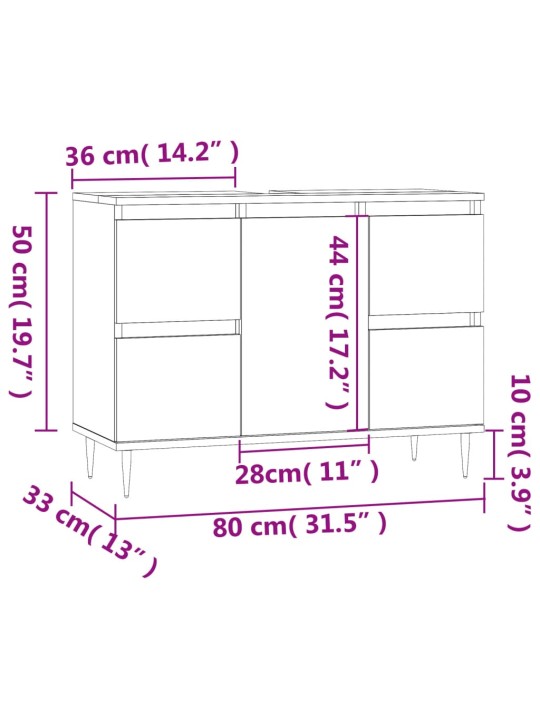 Koupelnová skříňka bílá 80 x 33 x 60 cm kompozitní dřevo