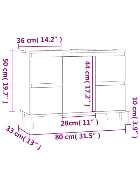 Koupelnová skříňka kouřový dub 80 x 33 x 60 cm kompozitní dřevo