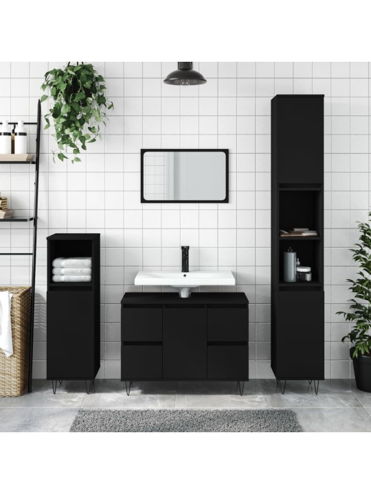 Koupelnová skříňka černá 80 x 33 x 60 cm kompozitní dřevo