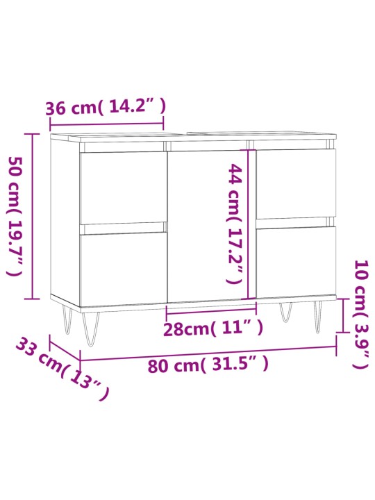 Koupelnová skříňka kouřový dub 80 x 33 x 60 cm kompozitní dřevo