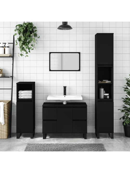 Koupelnová skříňka černá 80 x 33 x 60 cm kompozitní dřevo