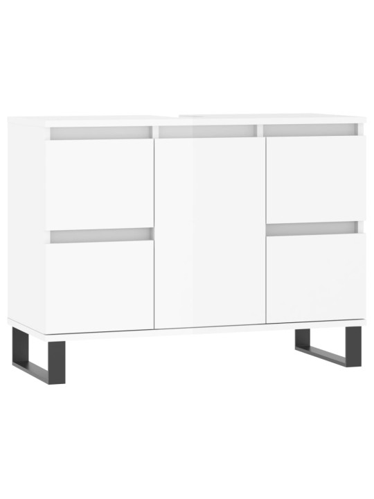 Koupelnová skříňka lesklá bílá 80 x 33 x 60 cm kompozitní dřevo